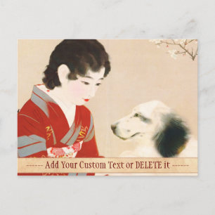 Shinsui Ito Shufu No Tomo Pet Hund japanese dam Vykort