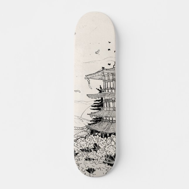 Shinto Shrine Fuji Edo Period Japan Shogun Inspire Mini Skateboard Bräda 18,5 Cm (Framsida)