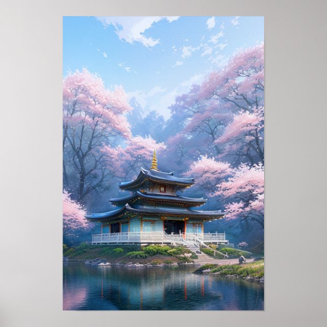 Shinto Temple Blommar Poster (Framsidan)