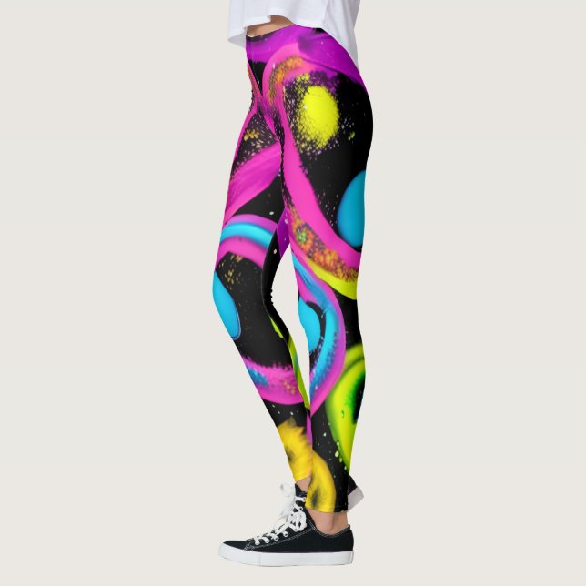 shiny Abstract art Leggings (Vänster)