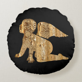 Shiny Baby Angel Vingar Black Guld Angelic Rund Kudde