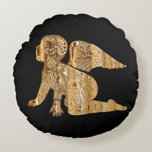 Shiny Baby Angel Vingar Black Guld Angelic Rund Kudde