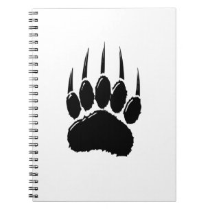Shiny Black Bear Paw-utskrift Anteckningsbok