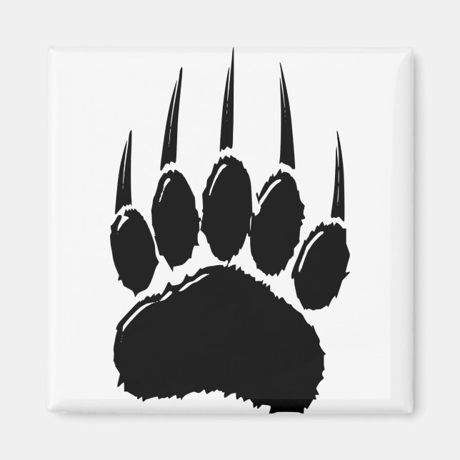 Shiny Black Bear Paw-utskrift Magnet (Framsidan)