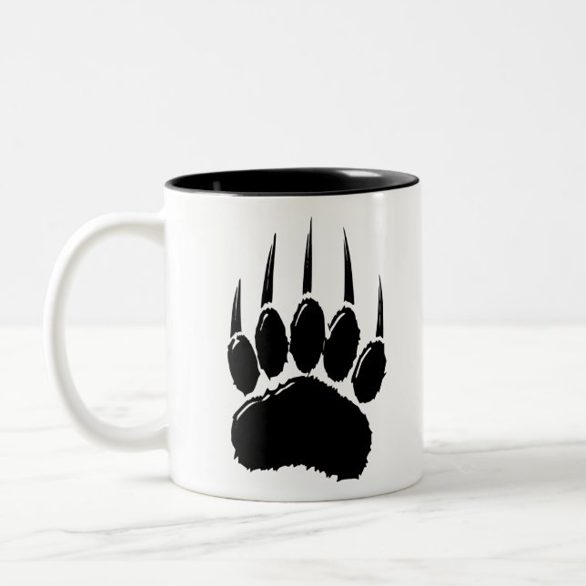 Shiny Black Bear Paw-utskrift Två-Tonad Mugg (Vänster)