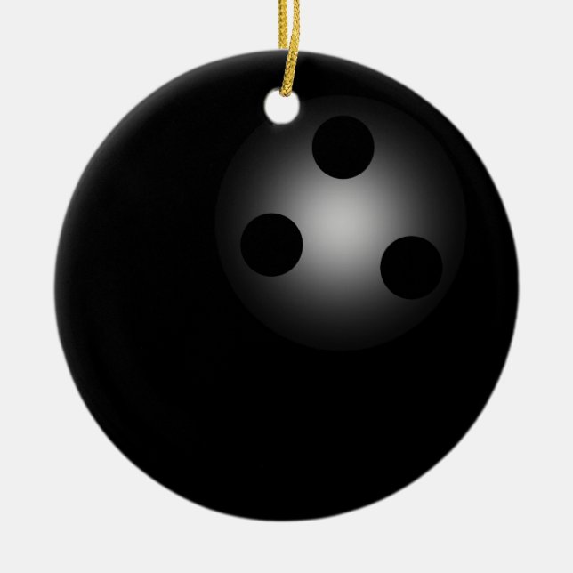 Shiny Black Bowling Ball Bowlers Novelty jul Julgransprydnad Keramik (Framsidan)