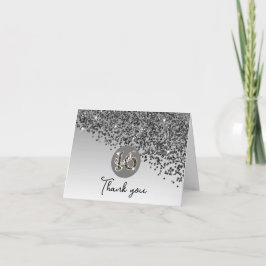 Shiny Black Glitter, Söt 16 Tack Kort