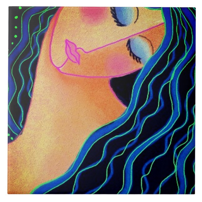 Shiny Black Hair Ceramic Tile Kakelplatta (Framsidan)