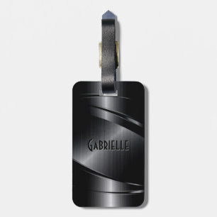 Shiny Black Metallic Brushed Aluminium-utseende Bagagebricka