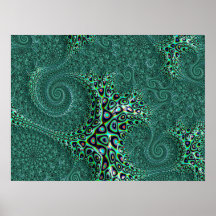 Shiny Blöt Teal Spoted Octopus Fractal Art