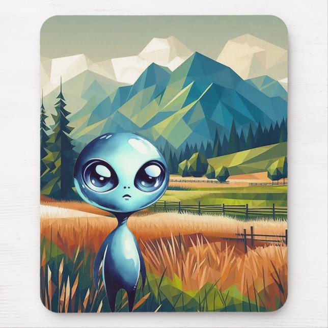 Shiny Blue Alien Mousepad Musmatta (Framsidan)