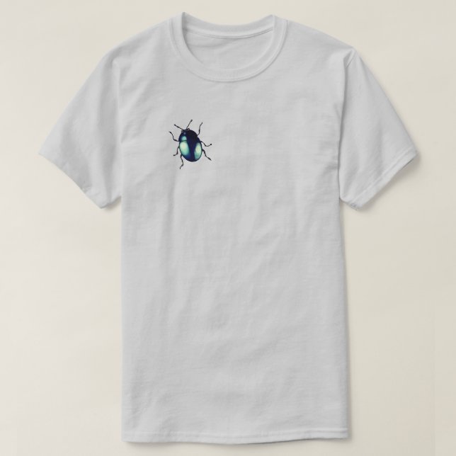 Shiny Blue Beetle Illustration T Shirt (Design framsida)