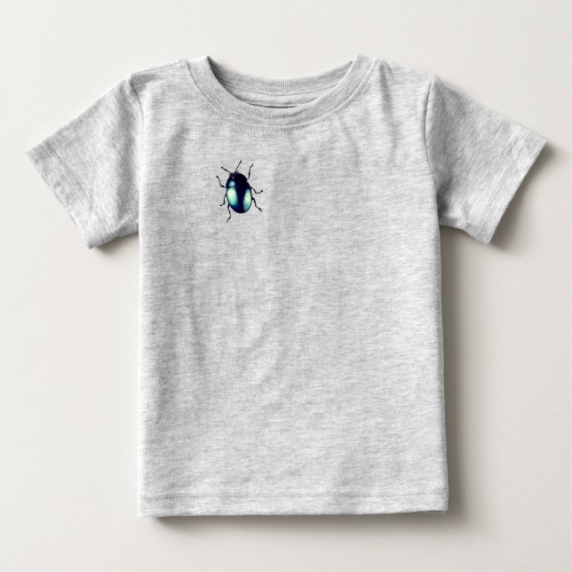Shiny Blue Beetle Illustration T Shirt (Framsida)