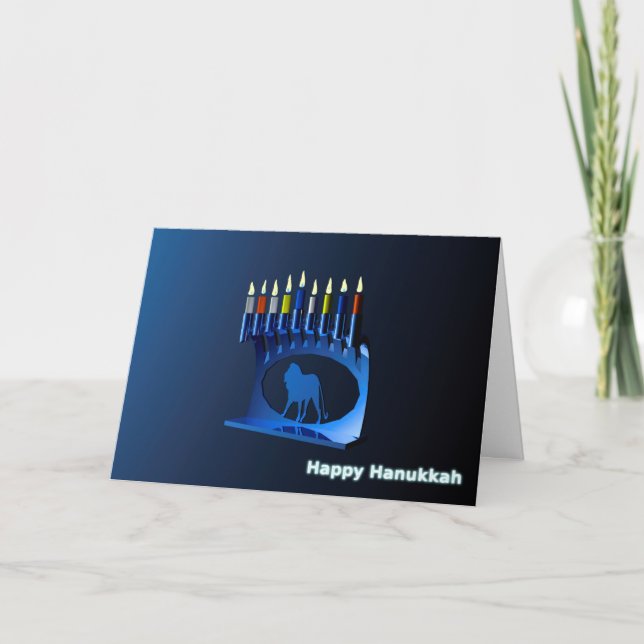Shiny Blue Chanukkah Menorah Helgkort (Framsida)