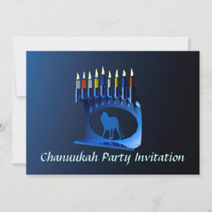 Shiny Blue Chanukkah Menorah Inbjudningar