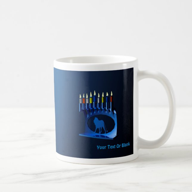 Shiny Blue Chanukkah Menorah Kaffemugg (Höger)