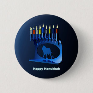 Shiny Blue Chanukkah Menorah Knapp