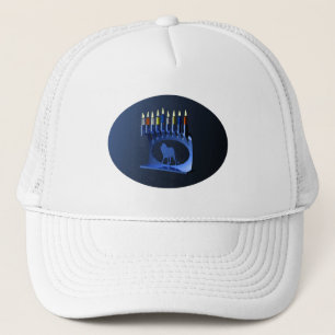 Shiny Blue Chanukkah Menorah Truckerkeps
