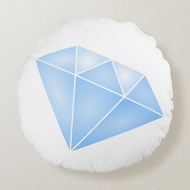 Shiny Blue Diamond Carat Rund Kudde (Framsidan)