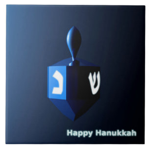 Shiny Blue Dreidel Kakelplatta