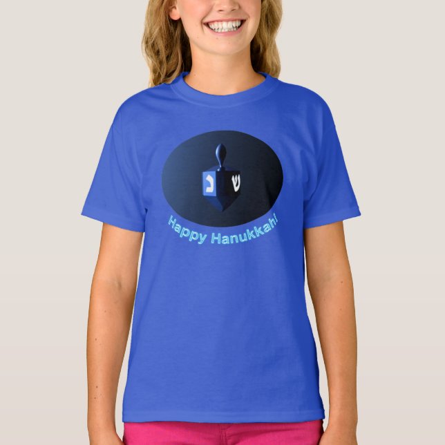 Shiny Blue Dreidel Tee Shirt (Framsida)