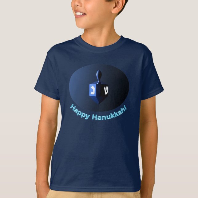 Shiny Blue Dreidel Tee Shirt (Framsida)