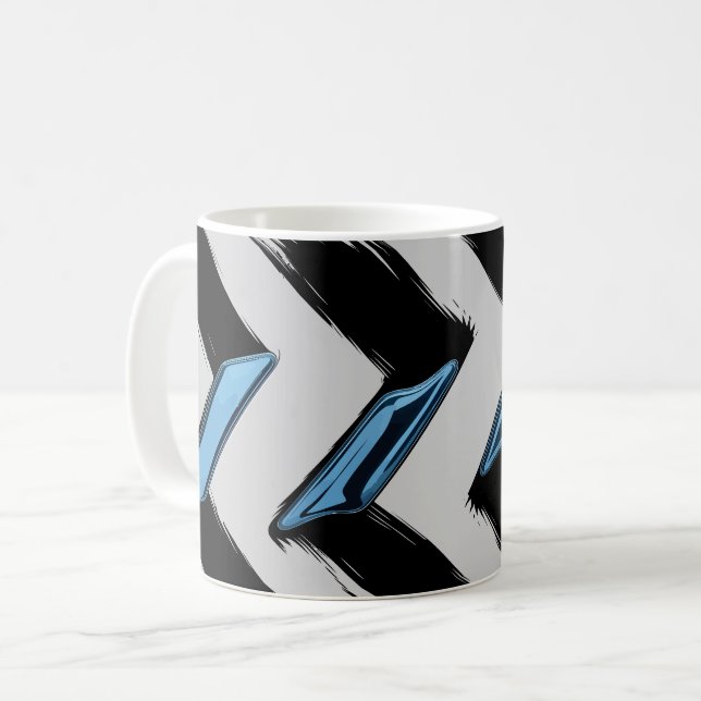 Shiny Blue Shapes with Diagonal Push Stroke Kaffemugg (Framsida vänster)
