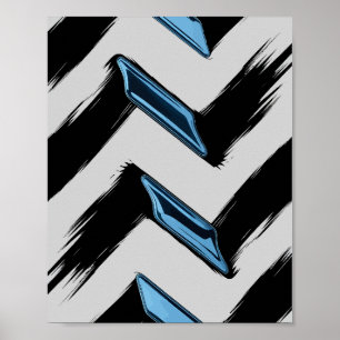 Shiny Blue Shapes with Diagonal Push Stroke Poster