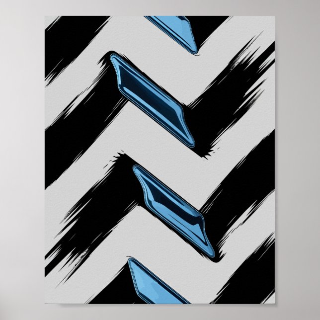 Shiny Blue Shapes with Diagonal Push Stroke Poster (Framsidan)