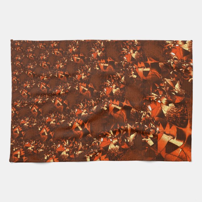 Shiny brownish coral och präglad kökshandduk (Horisontell)