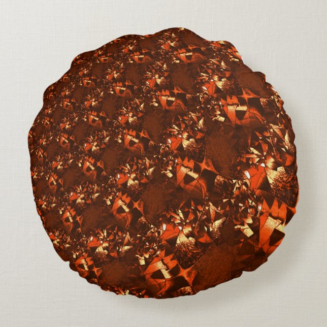 Shiny brownish coral och präglad rund kudde (Baksidan)