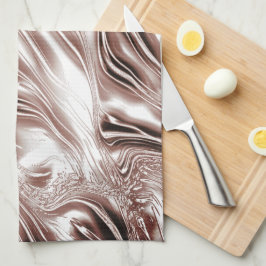 Shiny brun lång vågigt spår på vit bakgrund kökshandduk