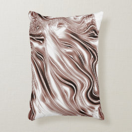 Shiny brun lång vågigt spår på vit bakgrund prydnadskudde