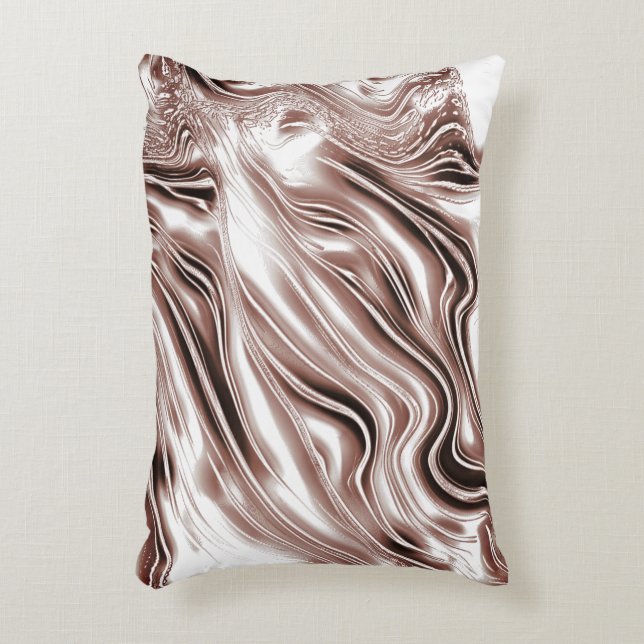 Shiny brun lång vågigt spår på vit bakgrund prydnadskudde (Framsidan(Vertikal))