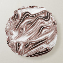 Shiny brun lång vågigt spår på vit bakgrund rund kudde