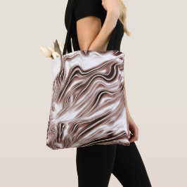 Shiny brun lång vågigt spår på vit bakgrund tygkasse