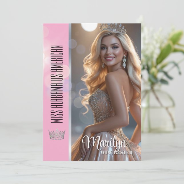 Shiny Bubbles Pageant Autograph Card Template (Stående Fram)