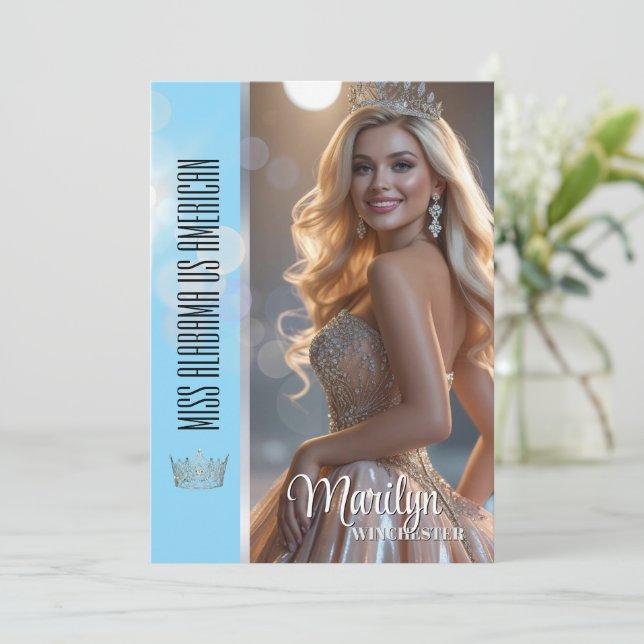 Shiny Bubbles Pageant Autograph Card Template (Stående Fram)