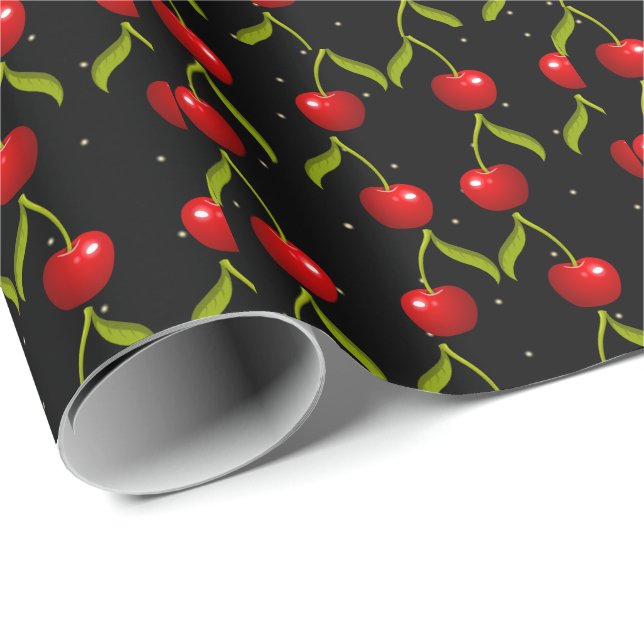 Shiny Cherries Mönster Presentpapper (Rullad Hörn)