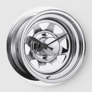 Shiny Chrome Wheel Stor Klocka