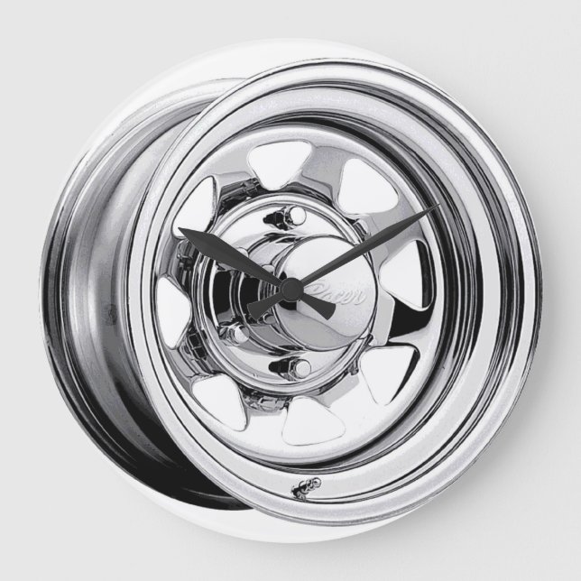 Shiny Chrome Wheel Stor Klocka (Framsida)