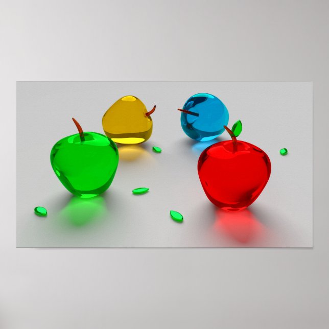 Shiny Colorful Glass Fruit Apples Poster (Framsidan)