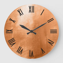 Shiny Copper Faux Foil Black Roman Numerals Stor Klocka