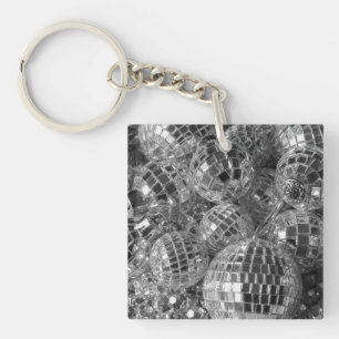 Shiny Disco Boll Ornaments Black and White Photo