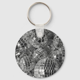 Shiny Disco Boll Ornaments Black and White Photo Nyckelring