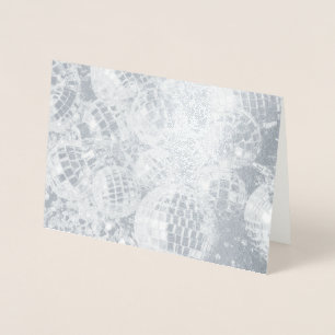 Shiny Disco Boll Ornaments Silver Folierat Kort