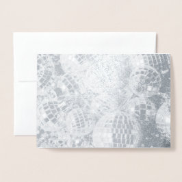 Shiny Disco Boll Ornaments Silver Folierat Kort