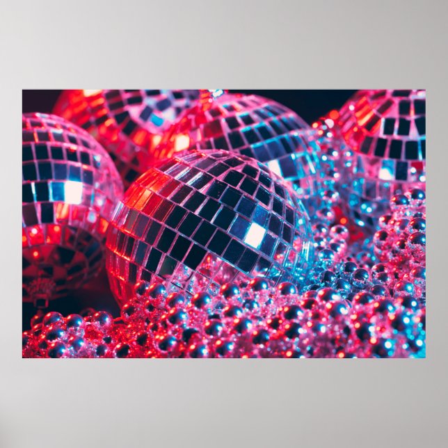 Shiny disco party med spegel bollar ref poster (Framsidan)
