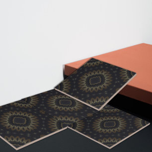 Shiny Elegant Black och Guld Medallion Kakelplatta