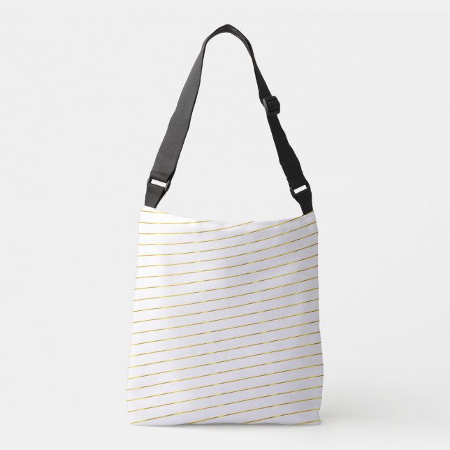 Shiny Faux Guld Stripe Elegant Glamor Modern Axelväska (Framsida)